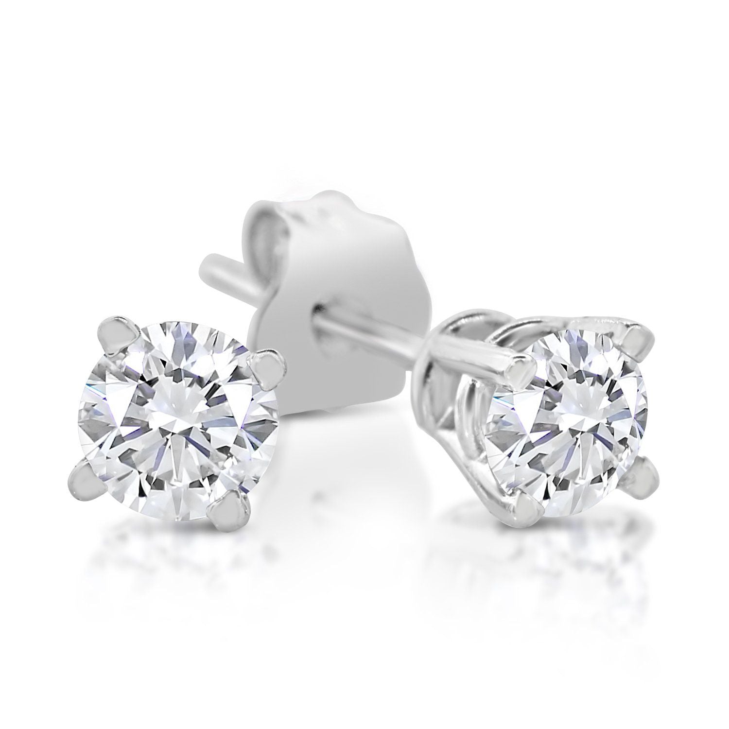1/4 Carat TW Round Diamond Solitaire Stud Earrings in 14K White Gold