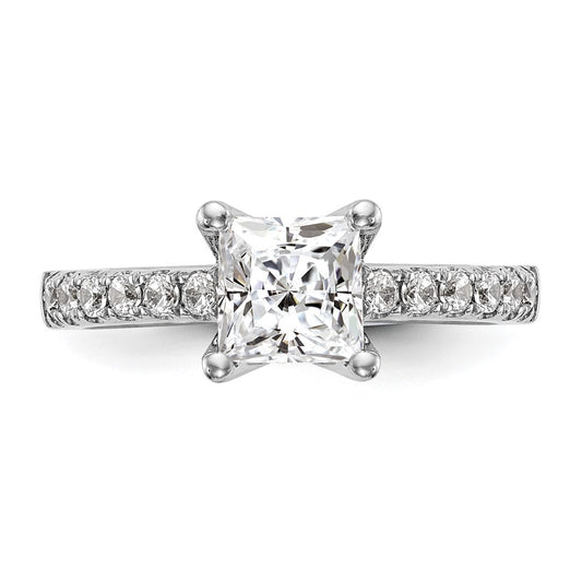 True Origin 14K White Gold 1/5 carat Lab Grown Diamond VS+ F+ Semi-Mount Princess Engagement Ring