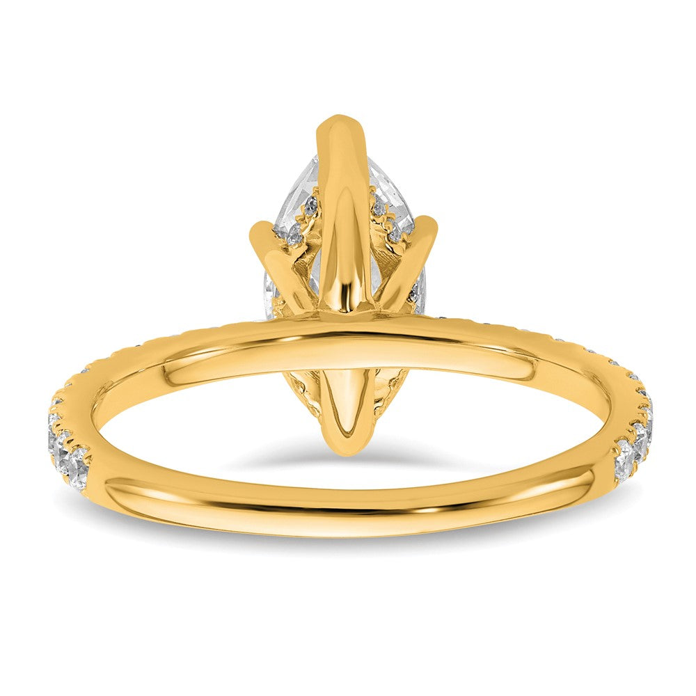 14K Yellow Gold 2 carat Certified Lab Grown Diamond VS/SI+ G+ Marquise Complete Solitaire with Flair Engagement Ring