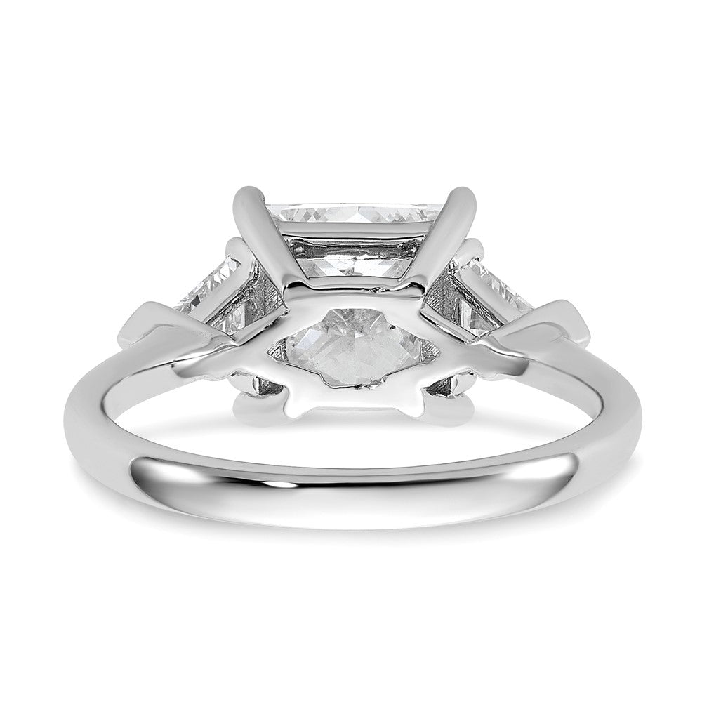 14K White Gold 5/8 carat Lab Grown Diamond VS/SI+ G+ Trillion and 2 1/2 carat Princess Center Semi Mount Three Stone Engagement Ring
