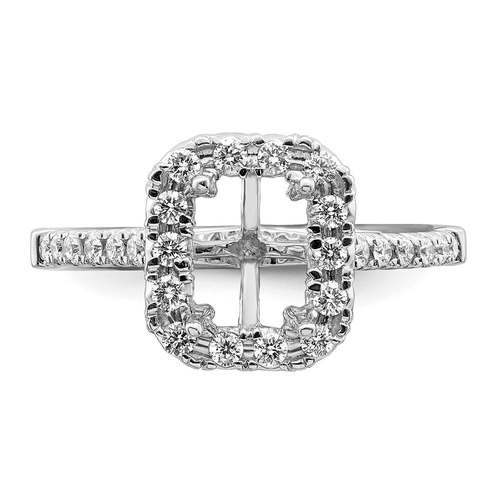 14K White Gold Halo (Holds 1.5 carat (7.7x5.8mm) Emerald-cut Center) 5/8 carat Diamond Semi-mount Engagement Ring