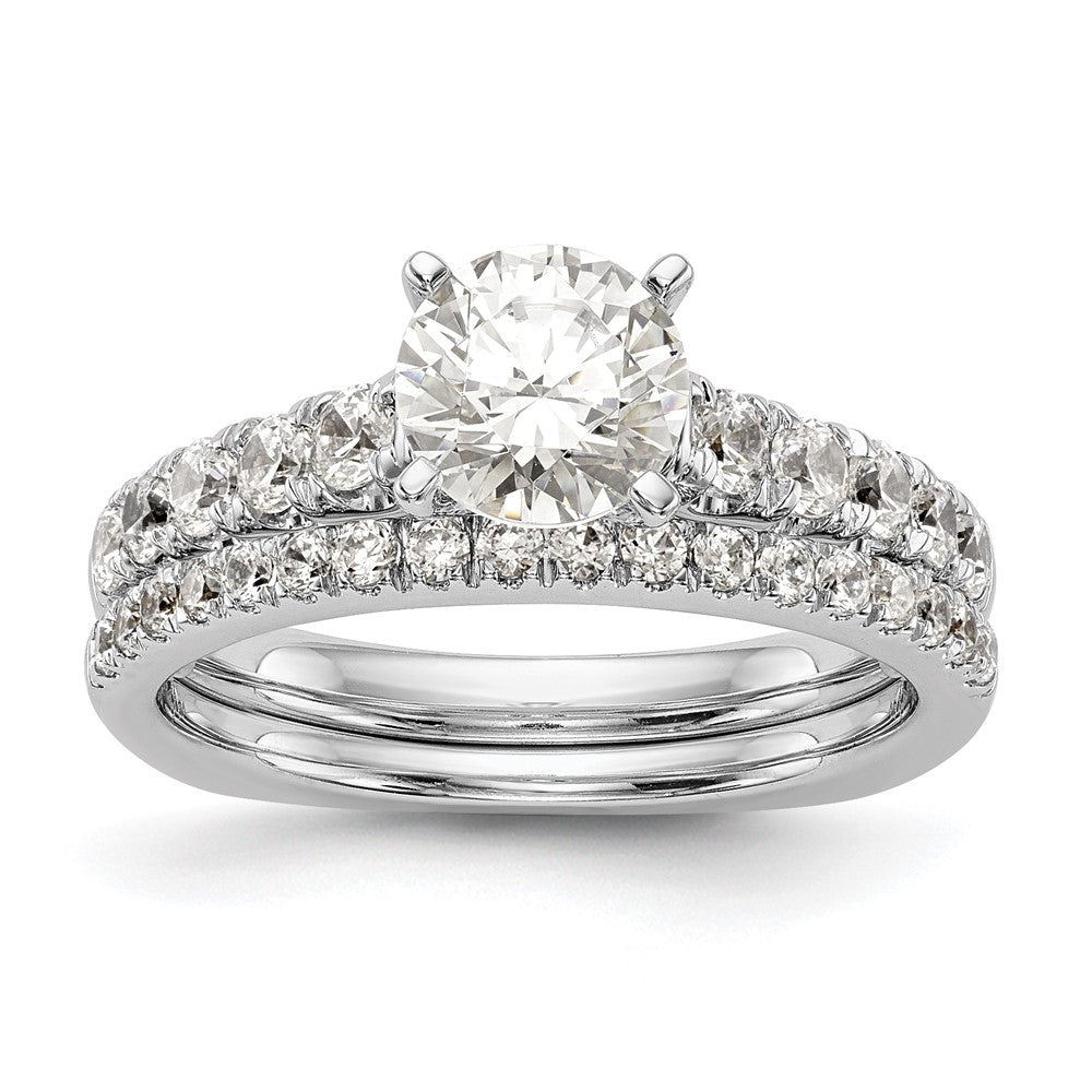True Origin 14K White Gold 1/2 carat Lab Grown Diamond VS+ F+ Semi-Mount Peg Set Engagement Ring