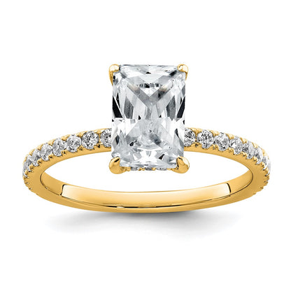14K Yellow Gold 2 carat Certified Lab Grown Diamond VS+ F+ Radiant Complete Solitaire with Flair Engagement Ring