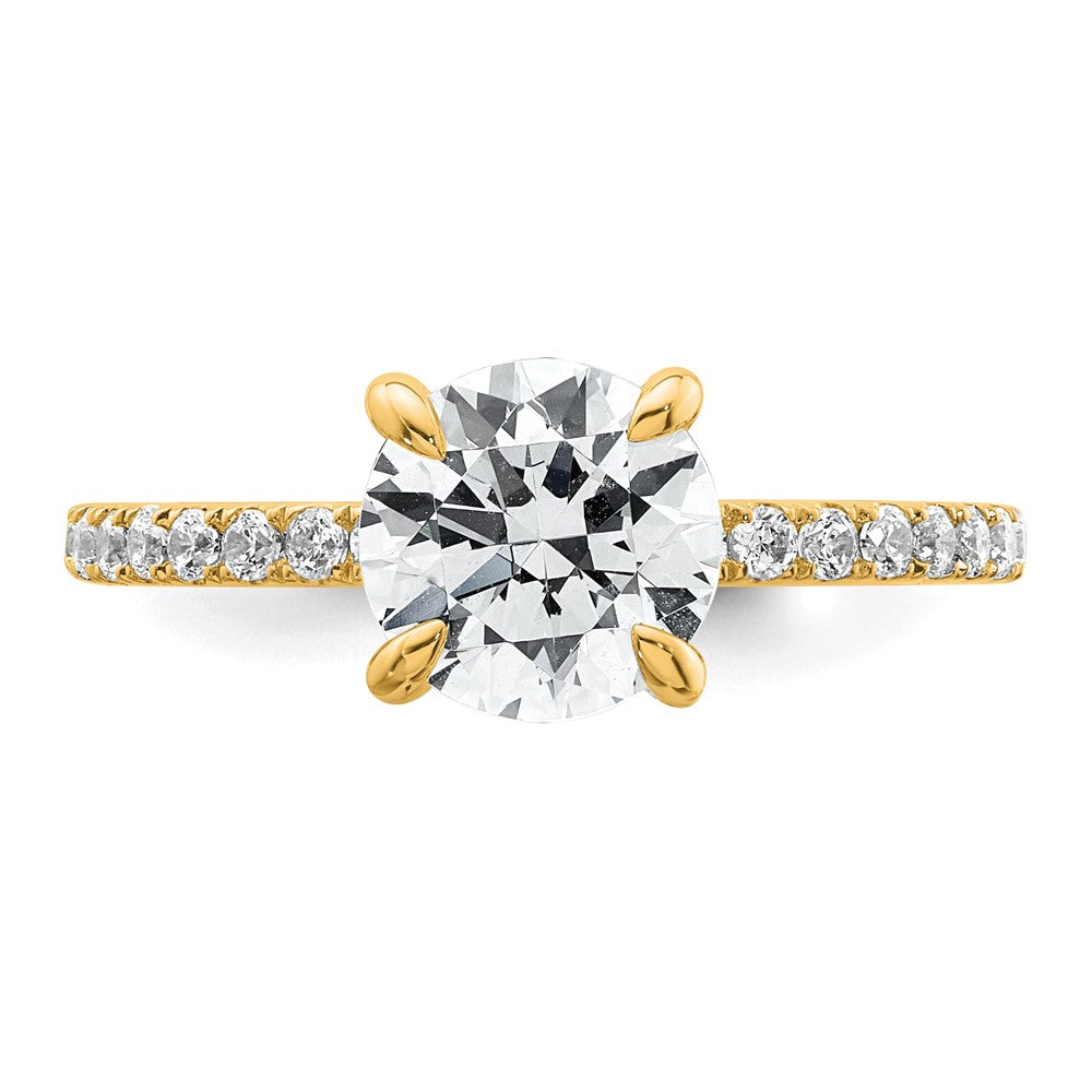 14K Yellow Gold 2 carat Certified Lab Grown Diamond VS/SI+ G+ Round Complete Solitaire with Flair Engagement Ring