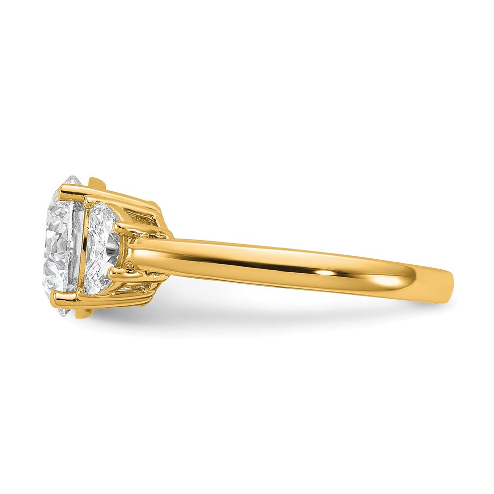 14K Yellow Gold 3 1/8 carat Certified Lab Grown Diamond VS+F+ Round Complete Three Stone Engagement Ring