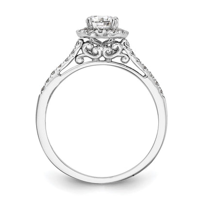 14K White Gold Halo (Holds 1 carat (7x5mm) Oval Center) 1/4 carat Diamond Semi-mount Engagement Ring
