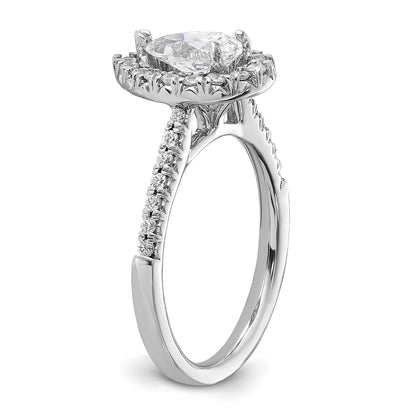 True Origin 14K White Gold 3/8 carat Lab Grown Diamond VS+ F+ Semi-Mount Pear Halo Engagement Ring