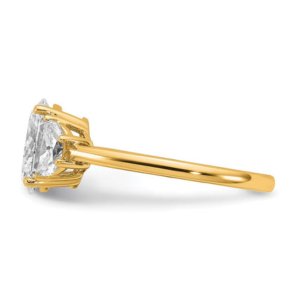 14K Yellow Gold 2 carat Certified Lab Grown Diamond VS/SI+ G+ Complete Oval and Half Moon Three Stone Engagement Ring