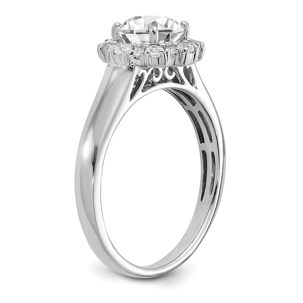 True Origin 14K White Gold 1/4 carat Lab Grown Diamond VS+ F+ Semi-Mount Round Halo Engagement Ring