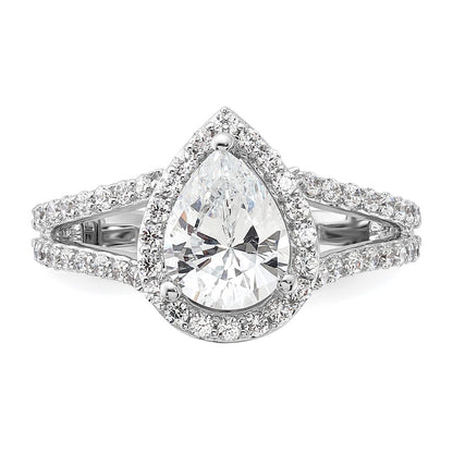 True Origin 14K White Gold 5/8 carat Lab Grown Diamond VS+ F+ Semi-Mount Pear Halo Engagement Ring
