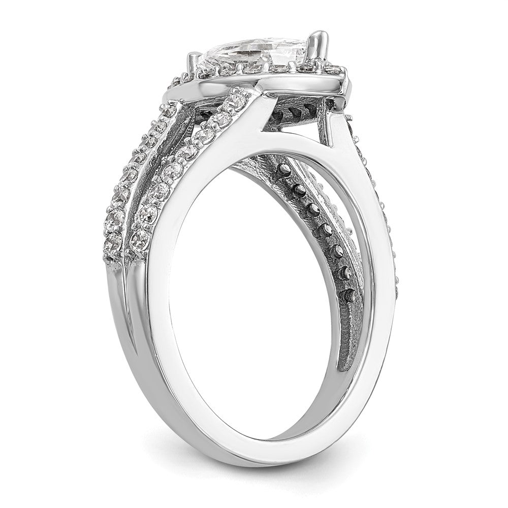 14K White Gold Halo Plus (Holds 1 carat (10x5mm) Marquise Center) 3/4 carat Diamond Semi-Mount Engagement Ring