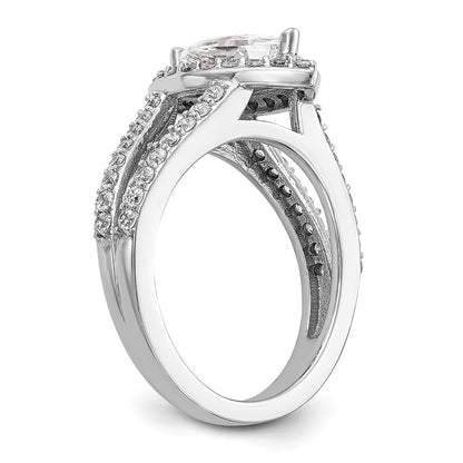 14K White Gold Halo Plus (Holds 1 carat (10x5mm) Marquise Center) 3/4 carat Diamond Semi-Mount Engagement Ring