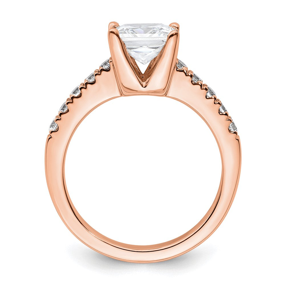 True Origin 14K Rose Gold 3/8 carat Lab Grown Diamond VS+ F+ Semi-Mount Princess Engagement Ring