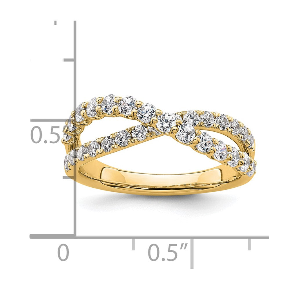 True Origin 14K Yellow Gold 1 carat Lab Grown Diamond VS+ F+ Complete Crisscross Wedding Band Ring