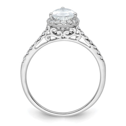 14K White Gold Halo (Holds 1.5 carat (9x6mm) Pear Center) 1/4 carat Diamond Semi-mount Engagement Ring