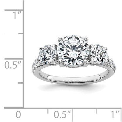 True Origin 14K White Gold 2 carat Lab Grown Diamond VS+ F+ Complete Oval Three Stone Ring