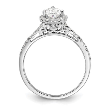14K White Gold Halo (Holds 1 carat (8x5mm) Pear Center) 1/3 carat Diamond Semi-mount Engagement Ring