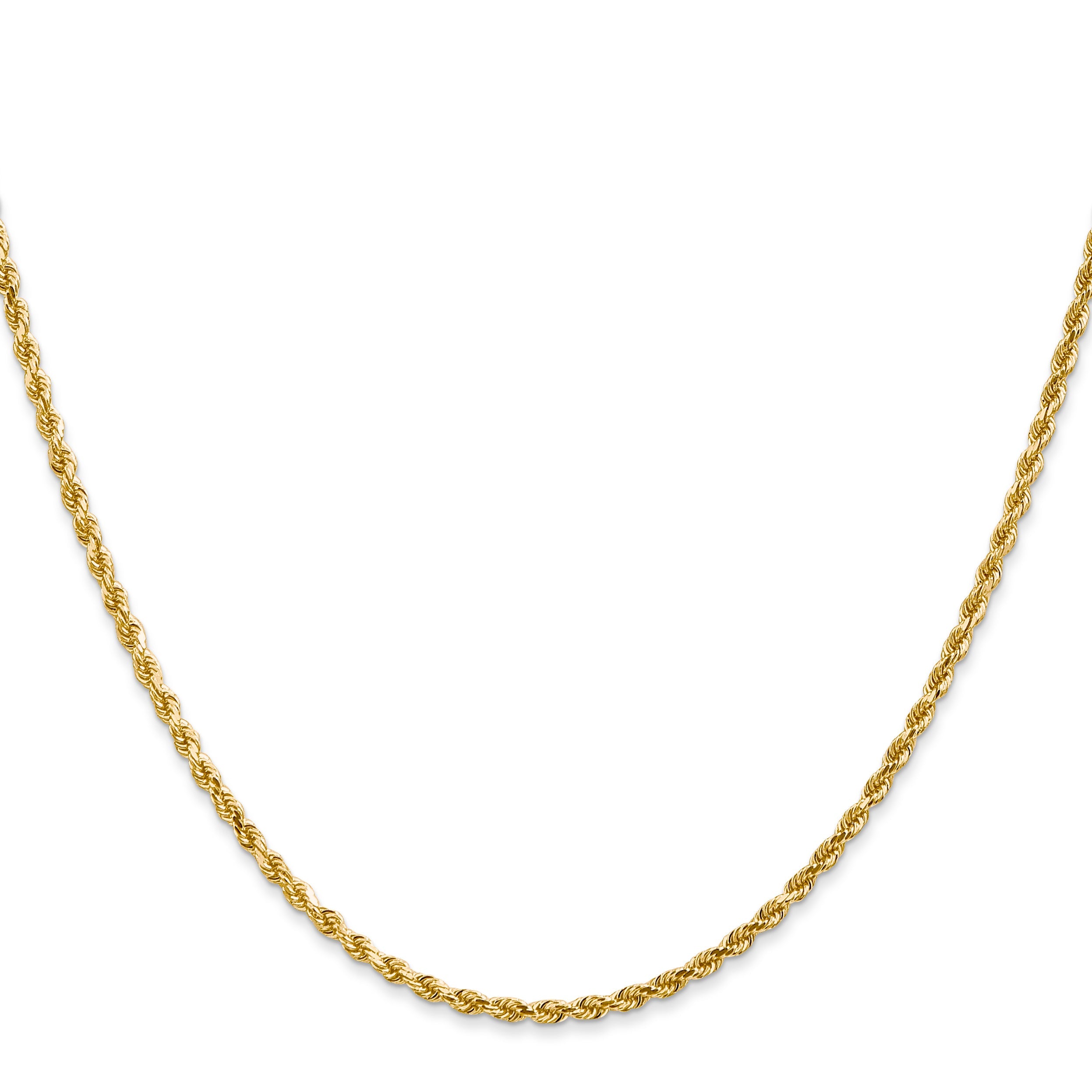 10K 2.25mm Diamond-Cut Rope Chain Necklace