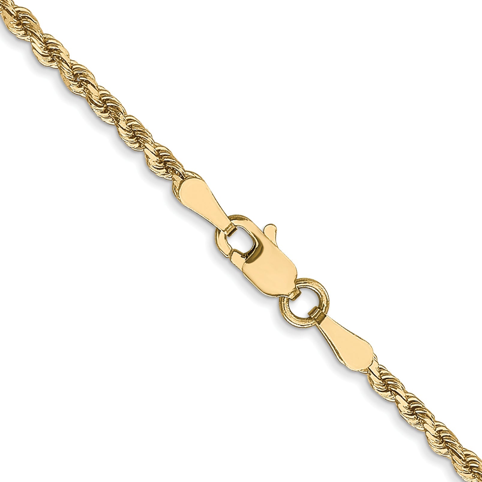 10K 2.25mm Diamond-Cut Rope Chain Necklace