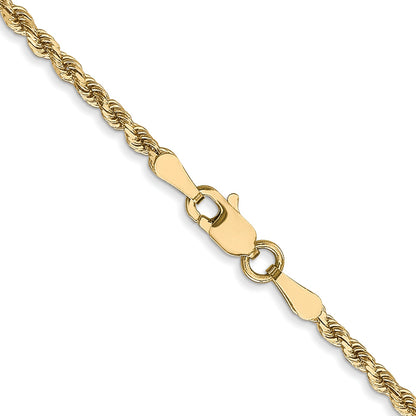 10K 2.25mm Diamond-Cut Rope Chain Necklace