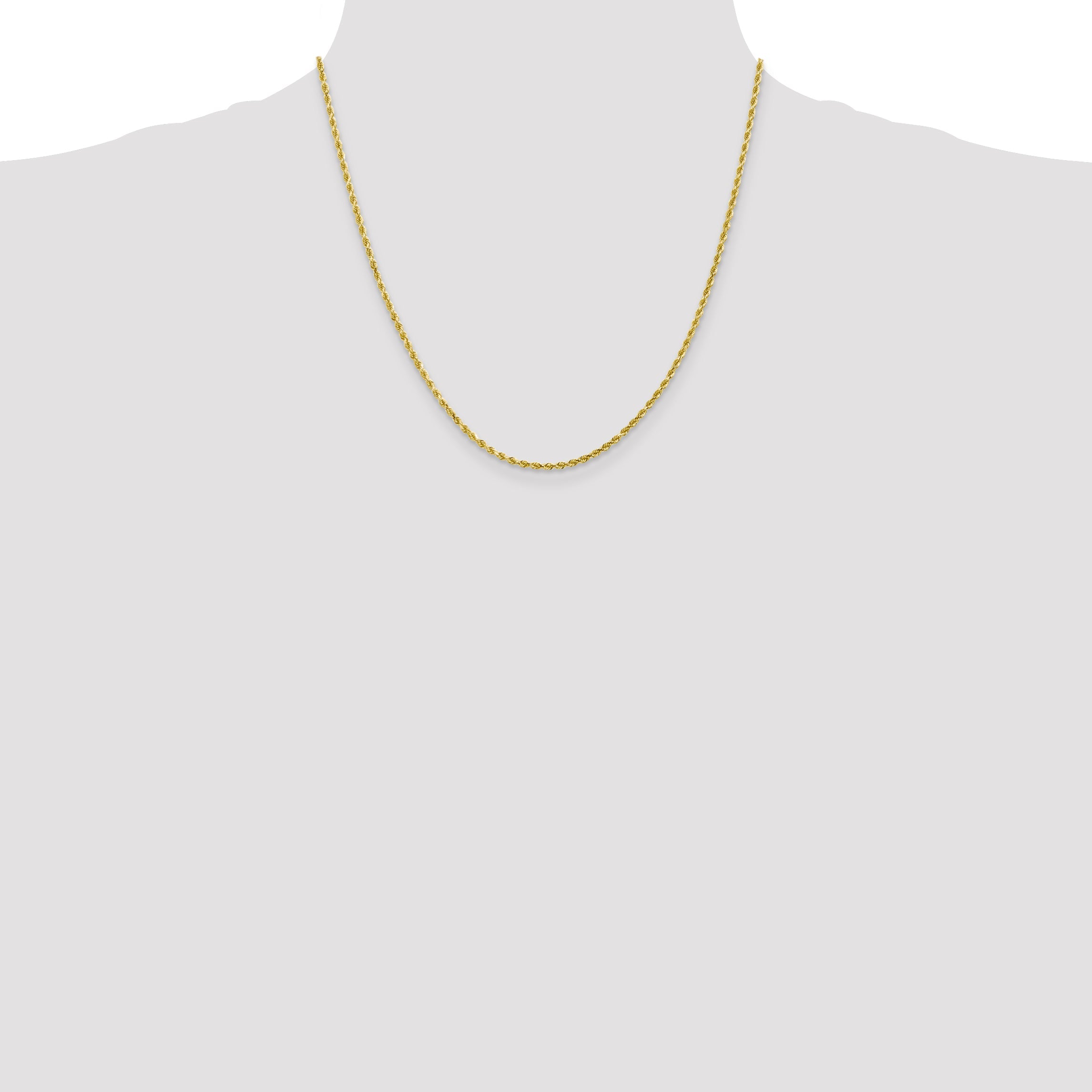 10K 2.25mm Diamond-Cut Rope Chain Necklace