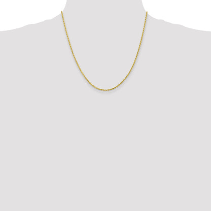 10K 2.25mm Diamond-Cut Rope Chain Necklace