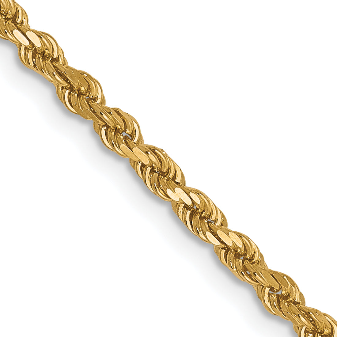 10K 2.25mm Diamond-Cut Rope Chain Necklace