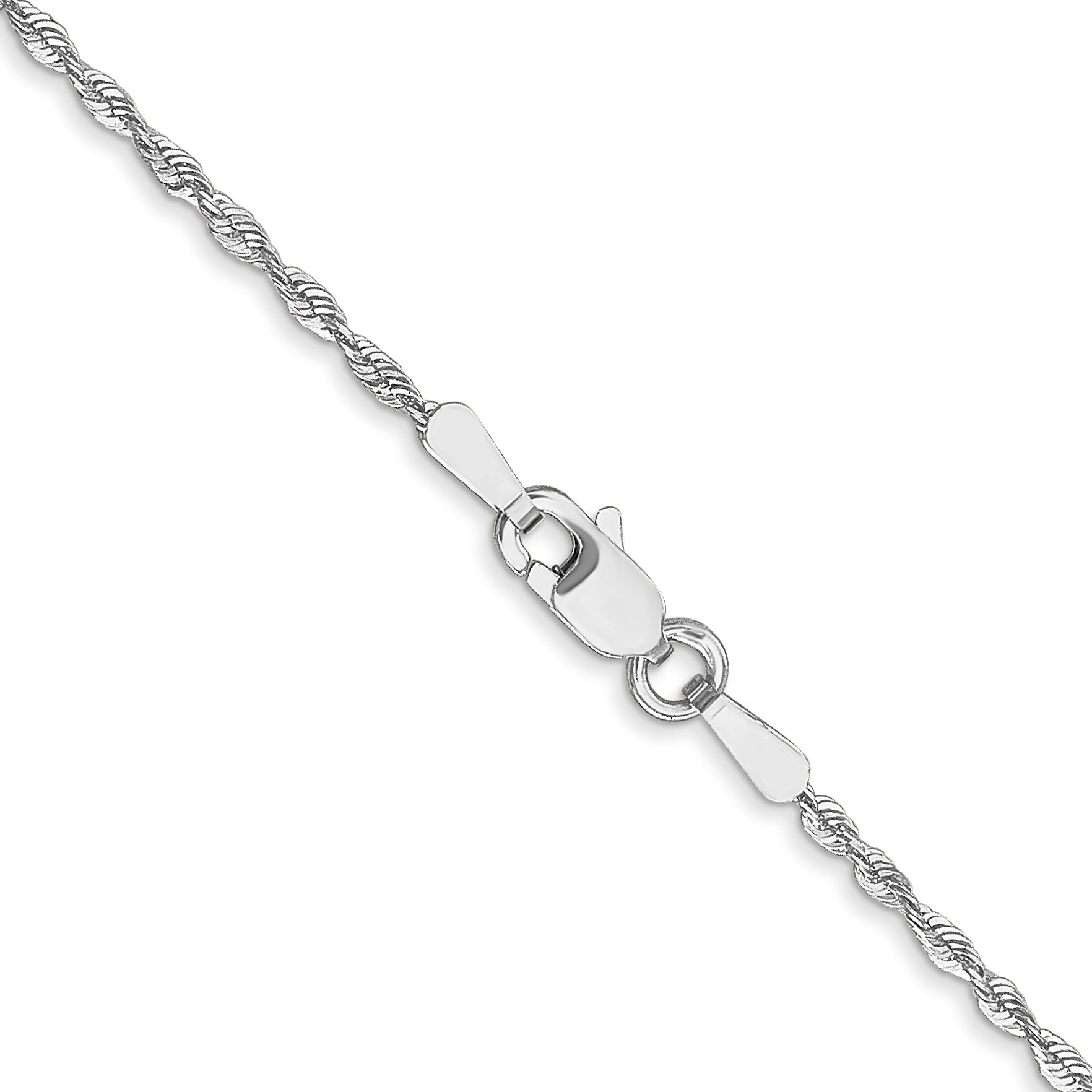 10K White Gold 2.5mm Diamond-Cut Lightweight Rope Chain Necklace