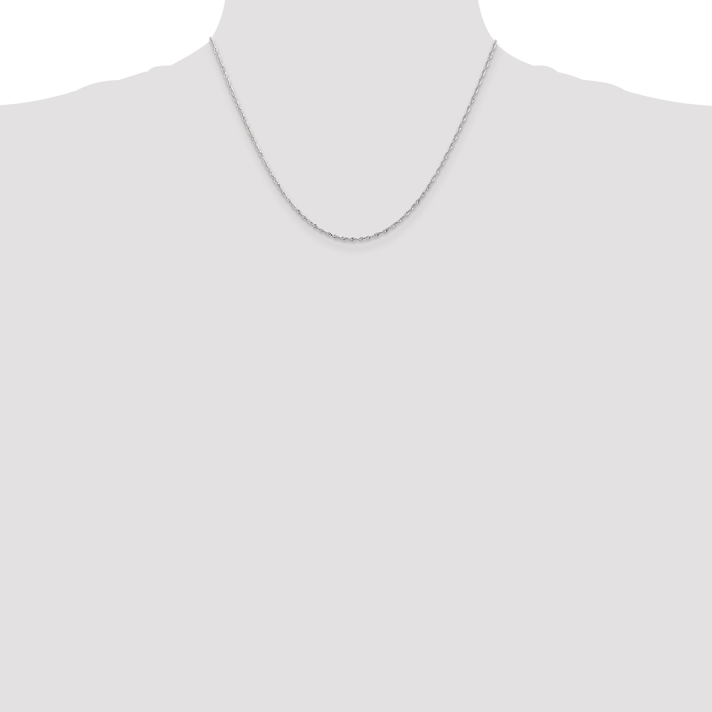 10K White Gold 2.5mm Diamond-Cut Lightweight Rope Chain Necklace