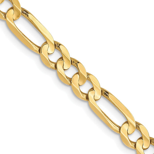 26 Inch 10K Yellow Gold 4.5mm Concave Figaro Chain Necklace