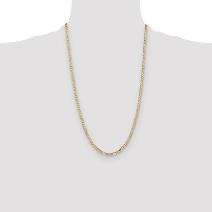 26 Inch 10K Yellow Gold 4mm Concave Figaro Chain Necklace