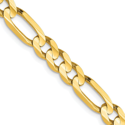 26 Inch 10K Yellow Gold 5.25mm Concave Figaro Chain Necklace