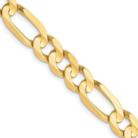 26 Inch 10K Yellow Gold 6.75mm Concave Figaro Chain Necklace
