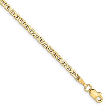 10 Inch 10K 2.4mm Flat Anchor Chain Anklet