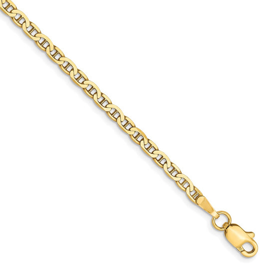 10 Inch 10K 2.4mm Flat Anchor Chain Anklet