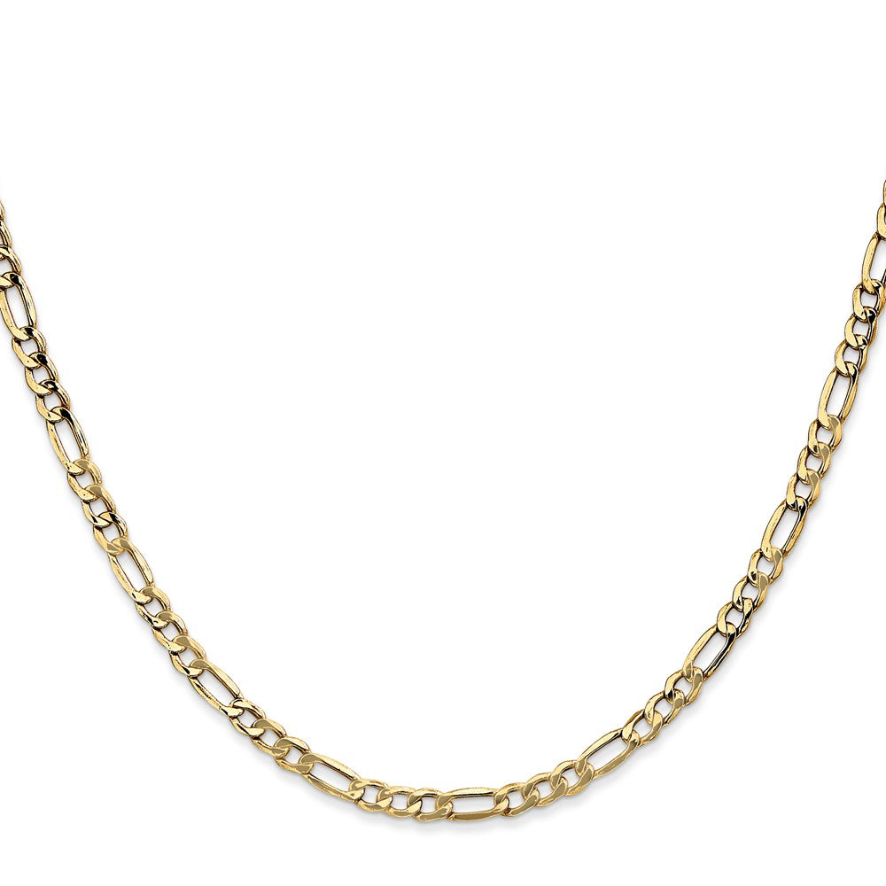 26 Inch 10K Yellow Gold 3.5mm Semi Solid Figaro Chain Necklace