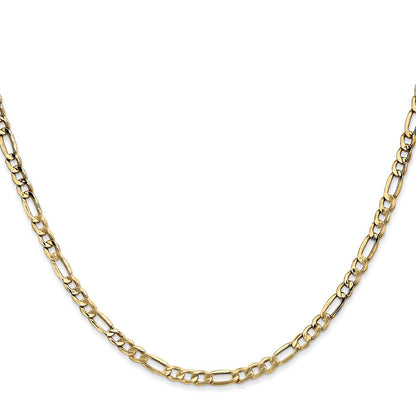 26 Inch 10K Yellow Gold 3.5mm Semi Solid Figaro Chain Necklace