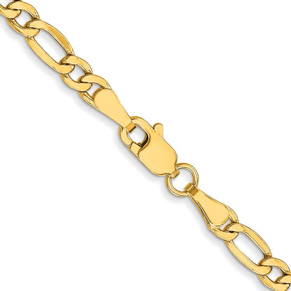 26 Inch 10K Yellow Gold 3.5mm Semi Solid Figaro Chain Necklace