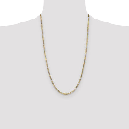 26 Inch 10K Yellow Gold 3.5mm Semi Solid Figaro Chain Necklace