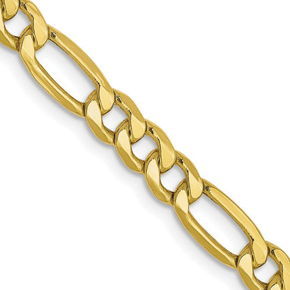 26 Inch 10K Yellow Gold 4.75mm Semi Solid Figaro Chain Necklace