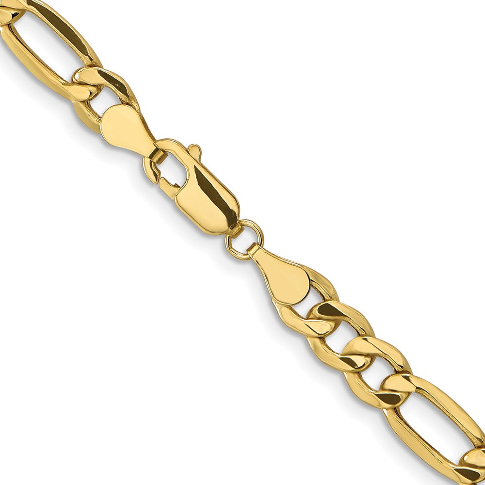 22 Inch 10K Yellow Gold 6.6mm Semi Solid Figaro Chain Necklace