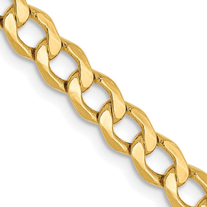 24 Inch 10K 4.3mm Semi-Solid Curb Chain Necklace