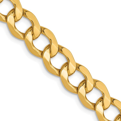 24 Inch 10K 6.5mm Semi-Solid Curb Chain Necklace