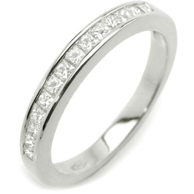 Channel Set Princess Diamond Half-Eternity Band Ring 14K White Gold