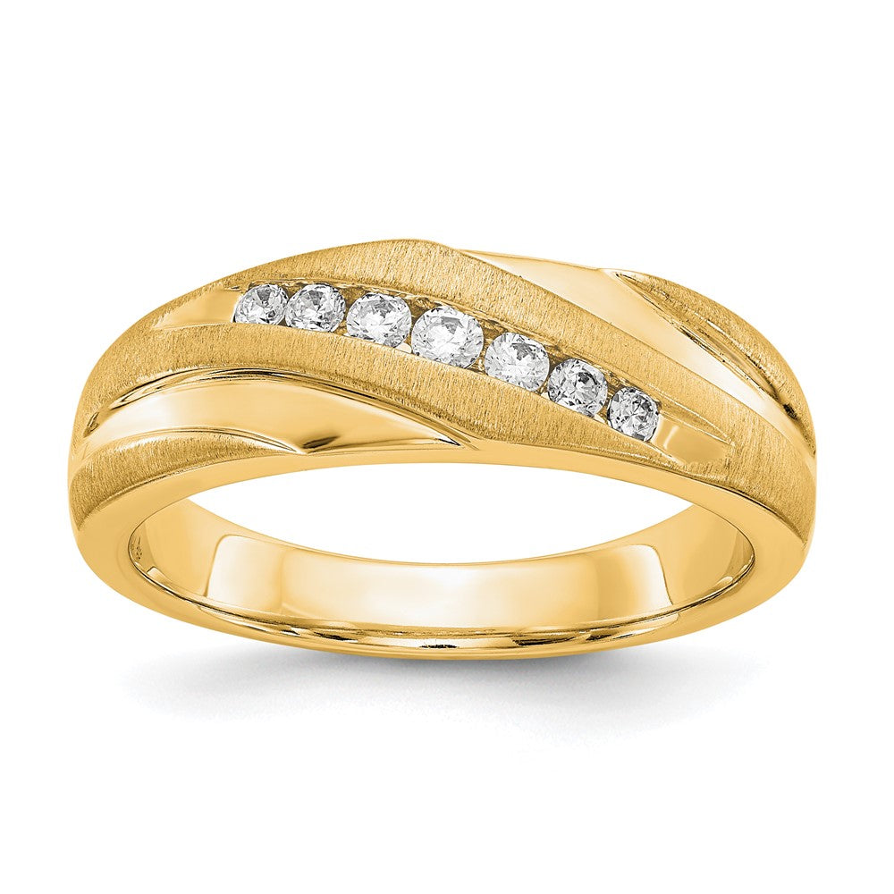 True Origin 14K Yellow Gold Men's 1/4 carat Lab Grown Diamond VS+ F+ Complete Brushed and Polished Wedding Band Ring