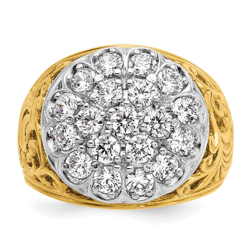 14k Two-tone Gold Men's 2 carat Diamond Cluster Complete Ring