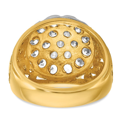 14k Two-tone Gold Men's 2 carat Diamond Cluster Complete Ring