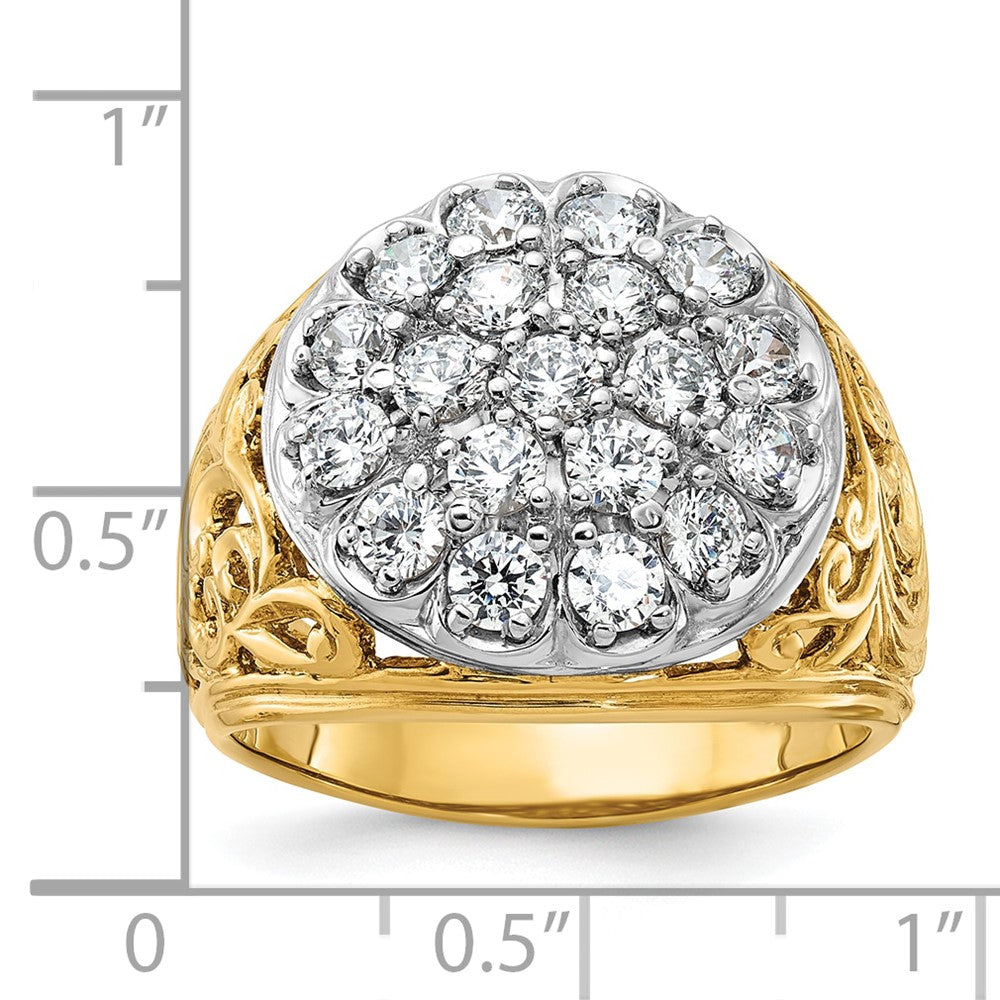 14k Two-tone Gold Men's 2 carat Diamond Cluster Complete Ring