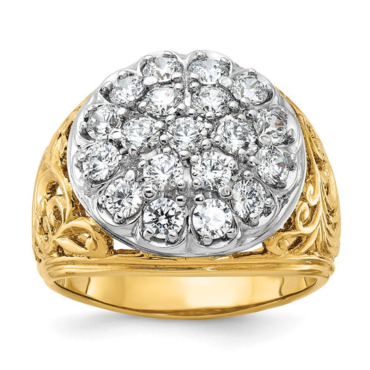 10K Two-Tone Ibgoodman Men'S Polished Filigree Cluster Ring Mounting