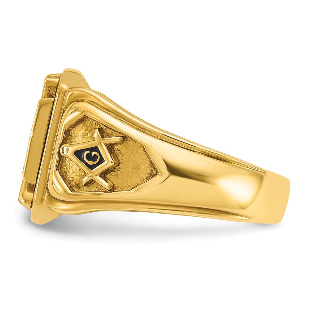 14k Yellow Gold Men's Polished and Textured with Multi-color Enamel Knights Templar Masonic Ring